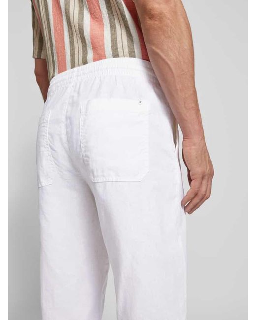 Tom Tailor Loose Fit Weite Hose aus Leinen-Baumwoll-Mix Modell 'LOOSE' in White für Herren