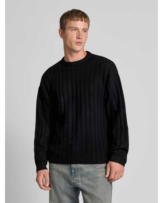 Jack & Jones Strickpullover mit gerippten Abschlüssen Modell 'BRADLEY' in Black für Herren