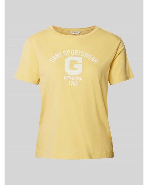 Gant Yellow T-Shirt mit Label-Print
