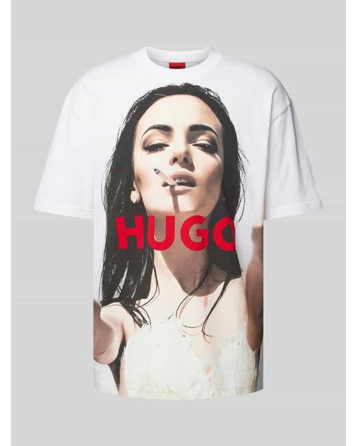 HUGO T-Shirt Mit Label-Print Modell 'Duwedie' in White für Herren