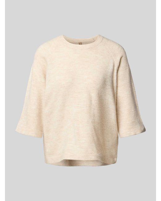 Soya Concept Gebreide Pullover Met 1/2-Mouwen, Model 'Orlean' in het Natural