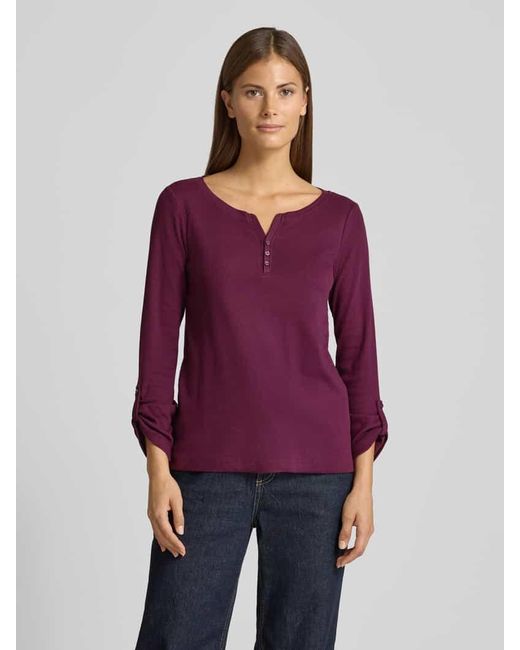 Tom Tailor Purple Regular Fit Langarmshirt aus Baumwoll-Mix