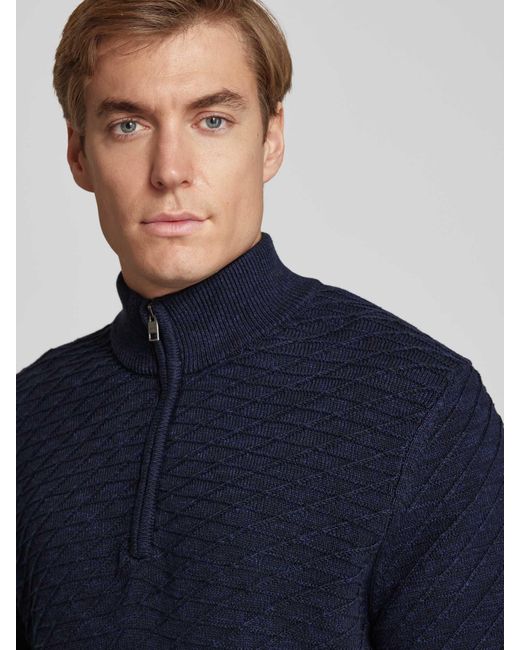 S.oliver Regular Fit Pullover Van Puur Katoen Met Structuurmotief in het Blue voor heren