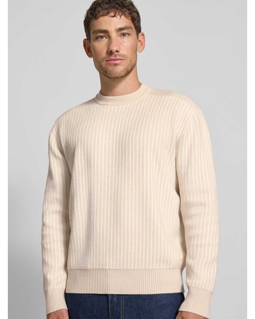 Boss Regular Fit Pullover Van Scheerwolmix, Model 'Kolorp' in het Natural voor heren