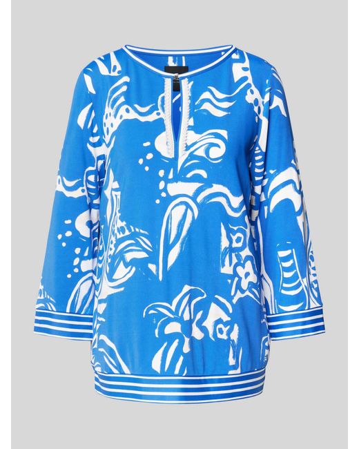 Marc Cain Regular Fit Blouse Met Druppelvormige Hals in het Blue