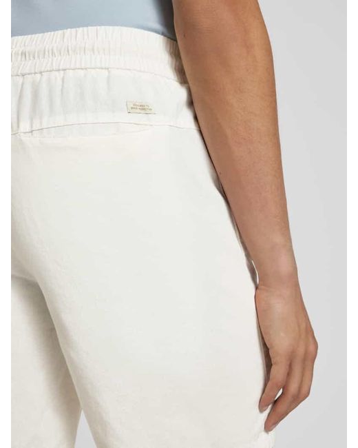 Blend Regular Fit Sweatshorts aus Leinen-Mix Modell 'BAY' in White für Herren