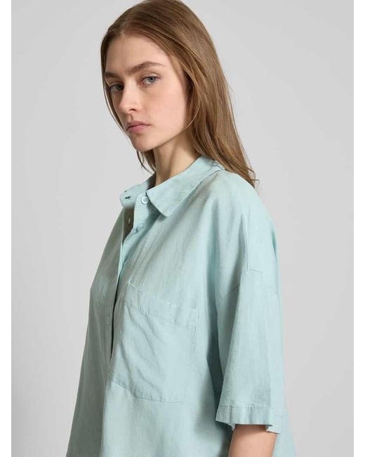 Review Blue Boxy Fit Hemdbluse mit Brusttasche