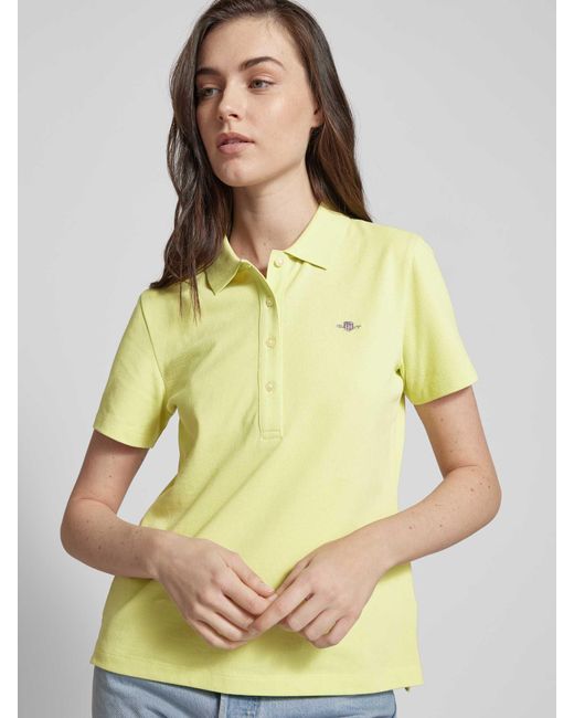 Gant Slim Fit Poloshirt Met Labelstitching in het Yellow