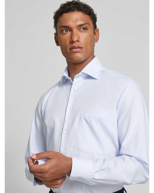 Eterna Comfort Fit Zakelijk Overhemd Met Borstzak in het White voor heren