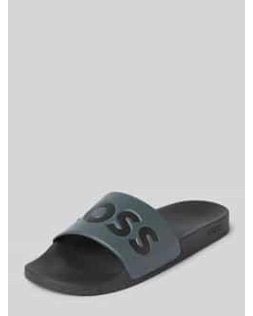 Boss Slippers Met Logodetails in het Gray voor heren