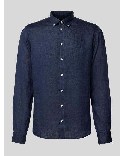 Casual Friday Linnen Overhemd Met Button-downkraag in het Blue voor heren