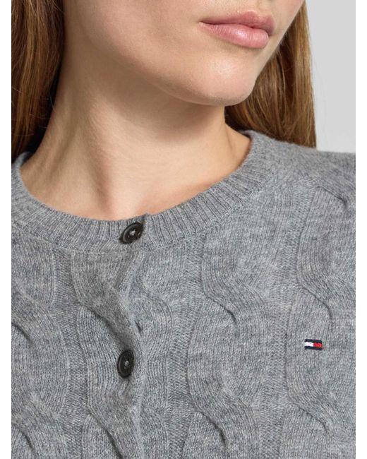 Tommy Hilfiger Regular Fit Gebreid Jack Met Kabelpatroon Van Zuivere Wol in het Gray