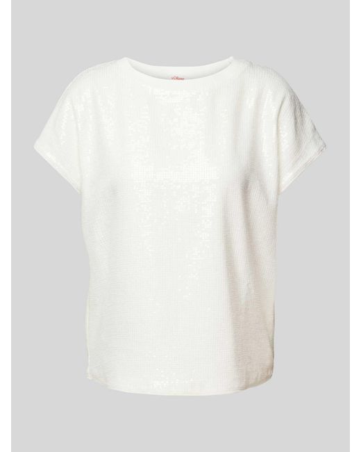 S.oliver T-shirt Met All-over Pailletten in het White