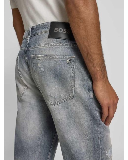 Boss Tapered Fit Jeans aus reiner Baumwolle Modell 'TROY BO CAST' in Blue für Herren