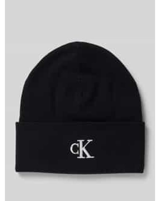 Calvin Klein Beanie Van Viscosemix Met Logostitching in het Black voor heren