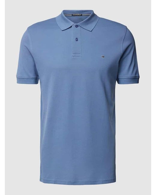 Christian Berg Men Poloshirt im unifarbenen Design in Blue für Herren