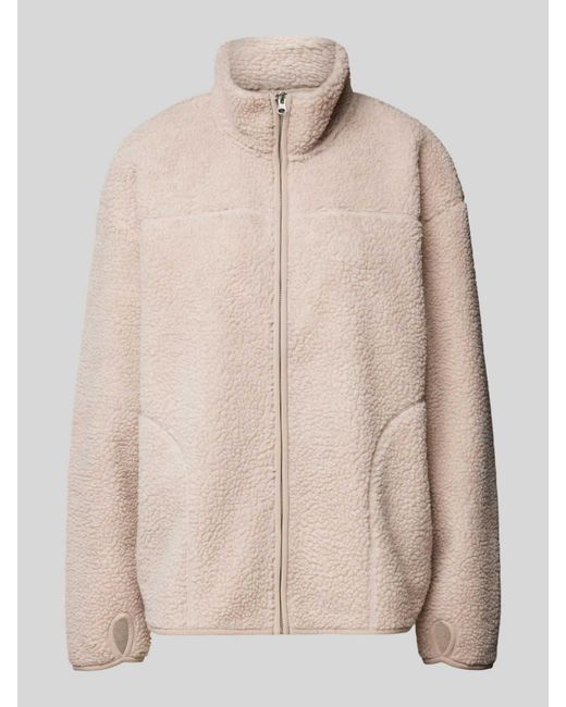 Pieces Regular Fit Teddyjack Met Opgestikte Steekzakken Opzij in het Natural