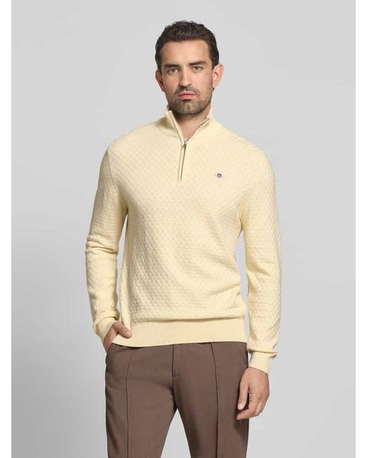 Gant Strickpullover mit Label-Stitching in Natural für Herren