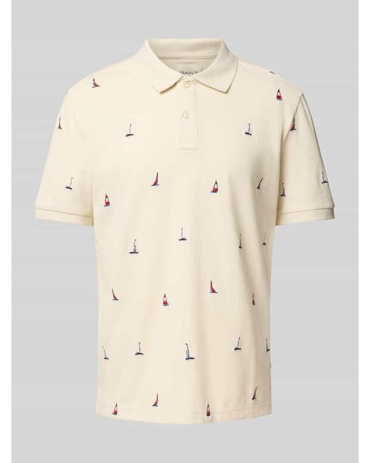 Gant Regular Fit Poloshirt mit Motiv-Stitching in Natural für Herren
