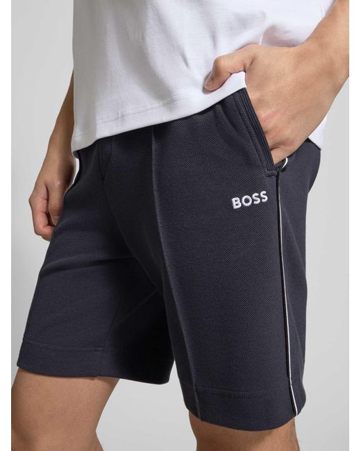 Boss Regular Fit Sweatshorts Van Katoenmix Model 'Jt_Join Headlo' in het Blue voor heren
