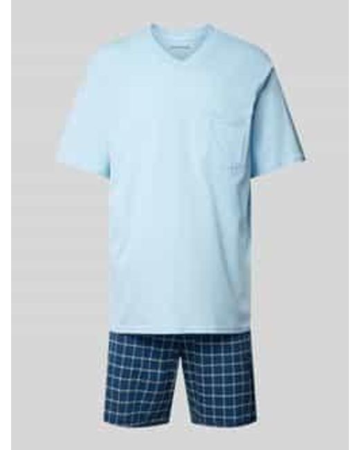 Schiesser Pyjama Met V-hals in het Blue voor heren