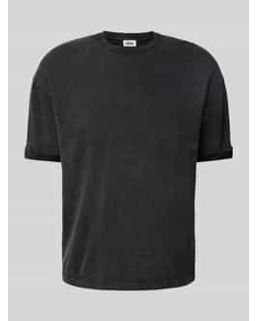Drykorn T-shirt Met Geribde Ronde Hals in het Black voor heren