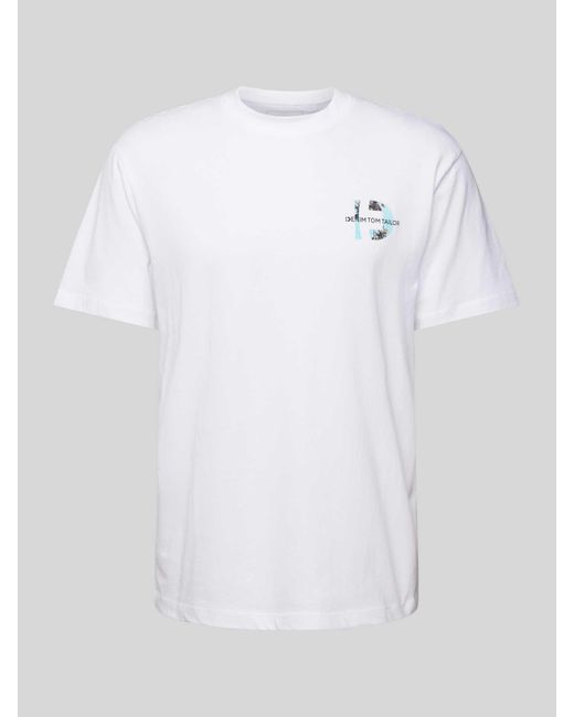 Tom Tailor Relaxed Fit T-Shirt mit Label-Print in White für Herren