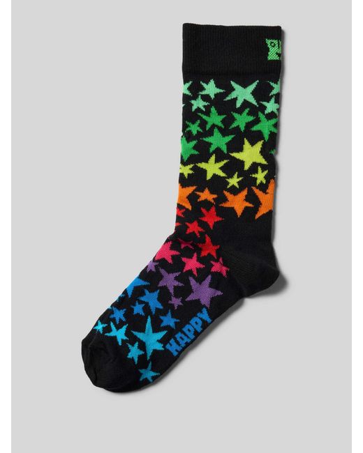 Happy Socks Sokken Met Motiefstitching, Model 'Star Cluster' in het Black