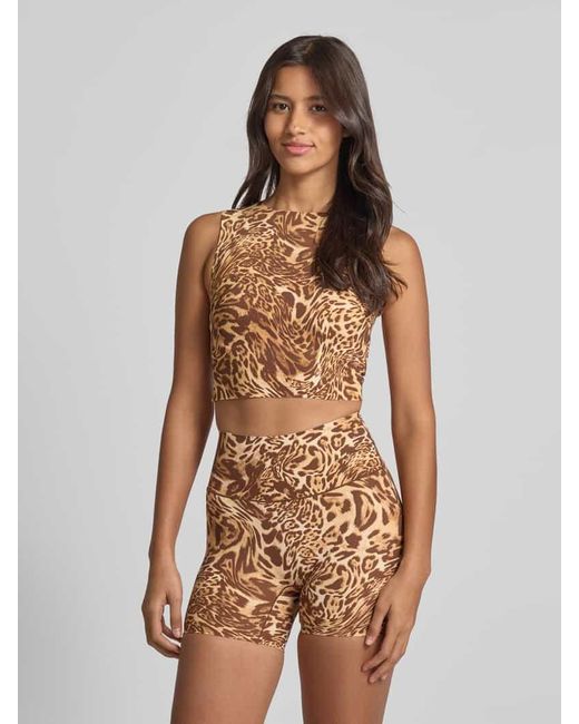 Stronger Brown Crop Top mit Label-Print