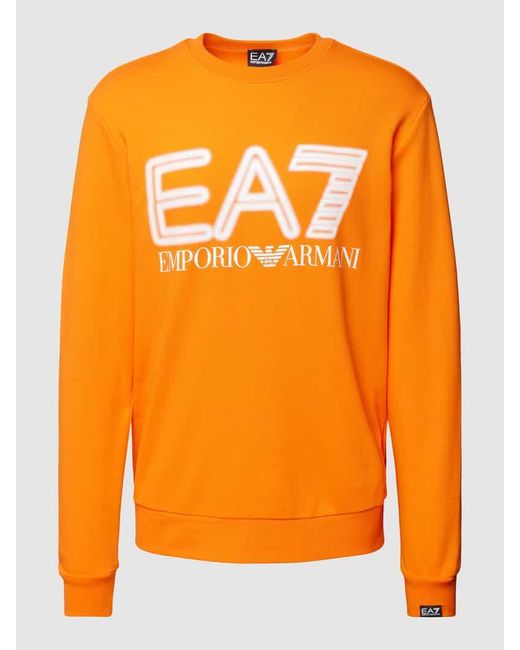EA7 Sweatshirt mit Label-Print Modell 'FELPA' in Orange für Herren