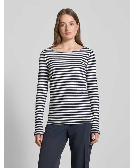 S.oliver Blue Regular Fit Langarmshirt aus reiner Baumwolle mit Streifenmuster