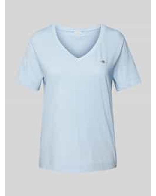 Gant T-Shirt Met Labelstitching in het Blue