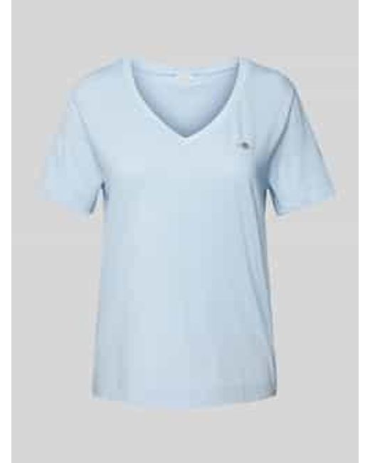 Gant T-shirt Met Labelstitching in het Blue