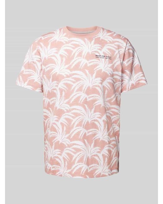 Tom Tailor T-Shirt mit Allover-Muster in Pink für Herren