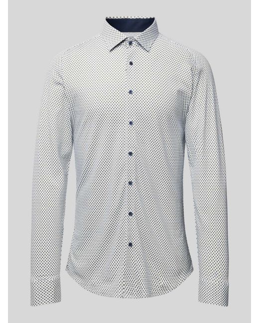 DESOTO Slim Fit Zakelijk Overhemd Met All-over Motief in het Gray voor heren
