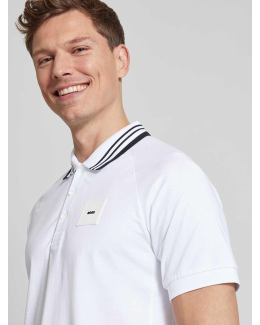 Boss Regular Fit Poloshirt Met Labelbadge in het White voor heren