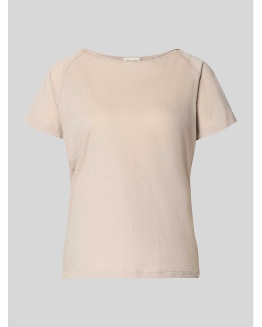 American Vintage T-Shirt Met Boothals Model 'Laloom' in het Natural