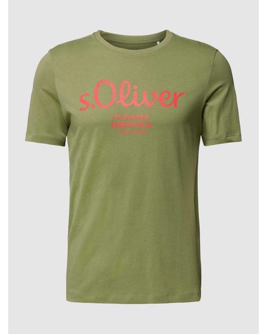 S.oliver T-shirt Met Labelprint in het Green voor heren