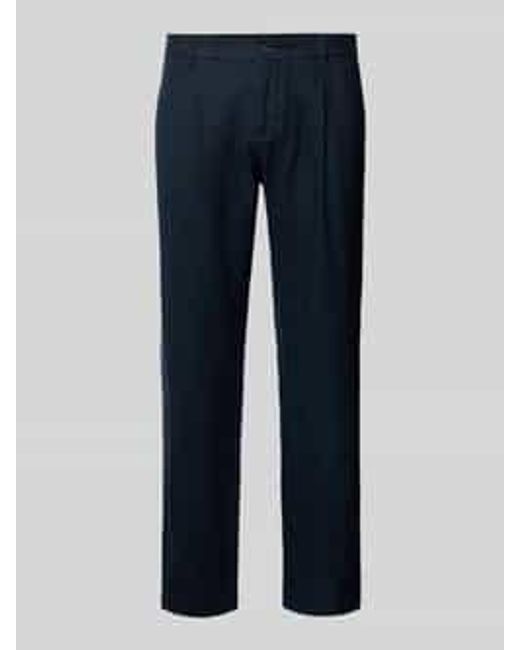 Marc O' Polo Tapered Linnen Broek Met Bandplooi in het Blue voor heren