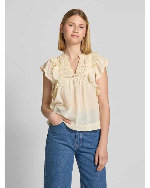 Neo Noir Natural Regular Fit Blusentop mit Kappärmeln Modell 'Jayla'