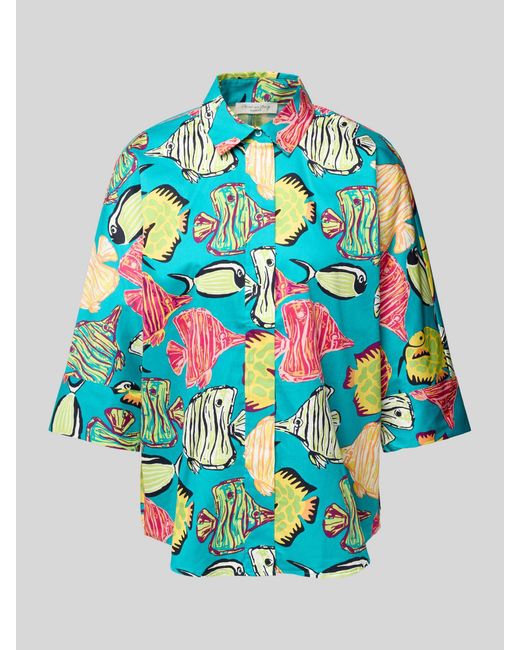 Christian Berg Women Regular Fit Overhemdblouse Met 3/4-mouwen in het Blue