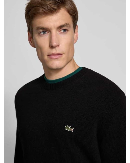 Lacoste Regular Fit Strickpullover aus reiner Wolle in Black für Herren
