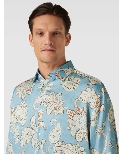Joop! Loose Fit Freizeithemd mit Allover-Muster Modell 'Matty' in Blue für Herren