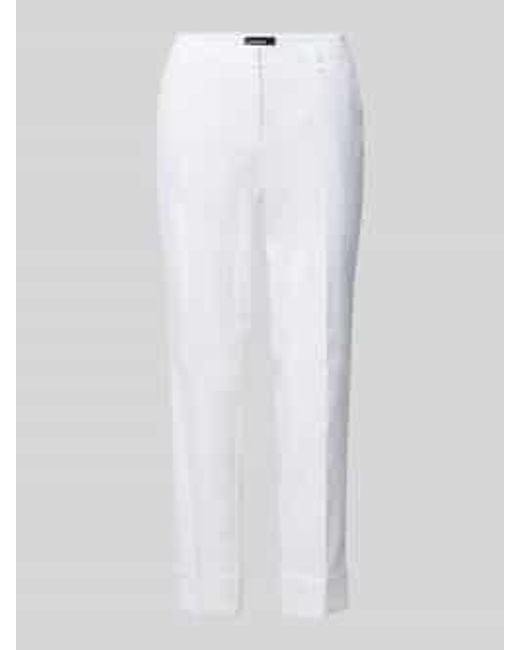 Cambio Regular Fit Linnen Broek Met Riemlussen in het White