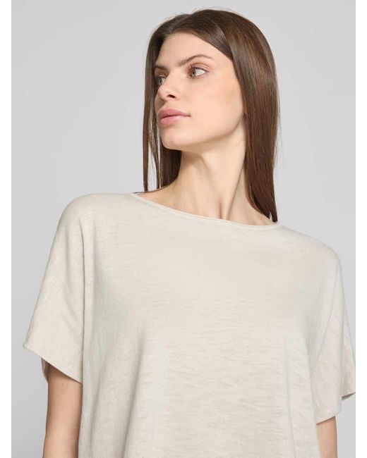 Marc O' Polo White Oversized Strickshirt aus Baumwoll-Leinen-Mix