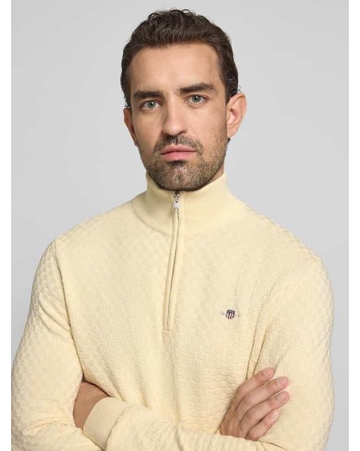 Gant Strickpullover mit Label-Stitching in Natural für Herren