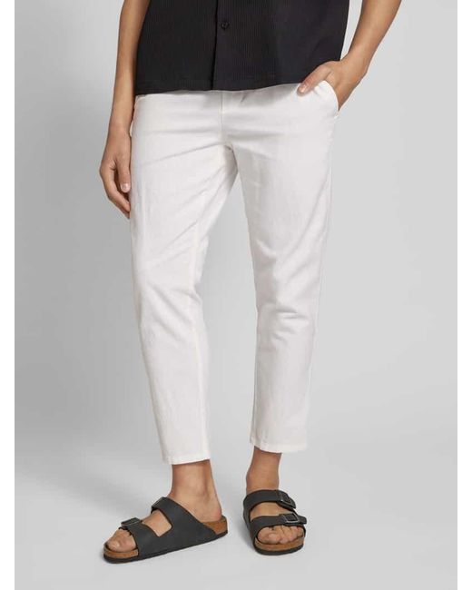 Only & Sons Cropped Stoffhose aus Leinen-Mix Modell 'LINUS' in White für Herren