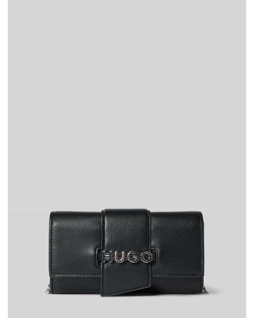HUGO Gray Clutch mit Label-Applikation aus Metall Modell 'MEL 2.0'