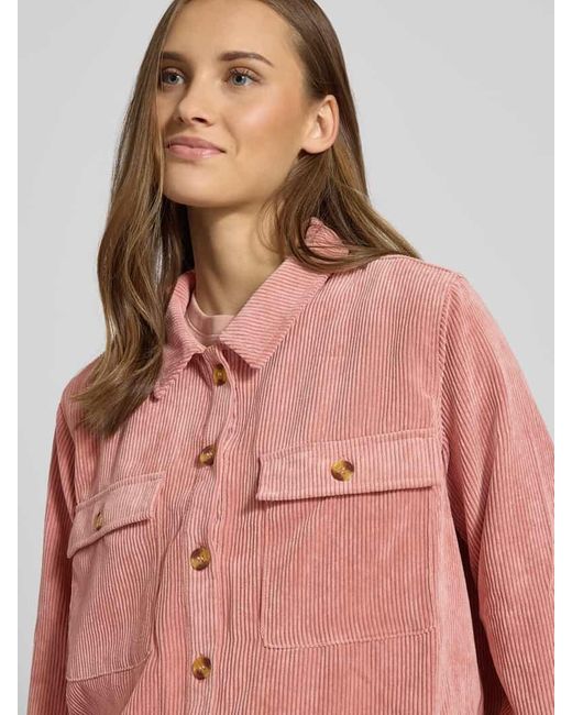 Pieces Pink Loose Fit Hemdbluse in Cord Optik Modell 'EFFI'