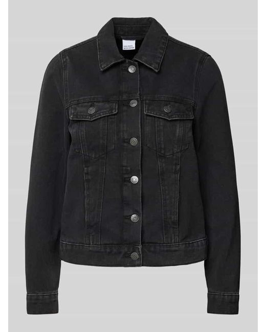 Vero Moda Black Regular Fit Jeansjacke Mit Baumwoll-Anteil Modell 'Zorica'